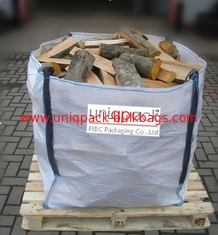 China Firewood waterproof bulk material bags , 4 panel full opened top big bags supplier